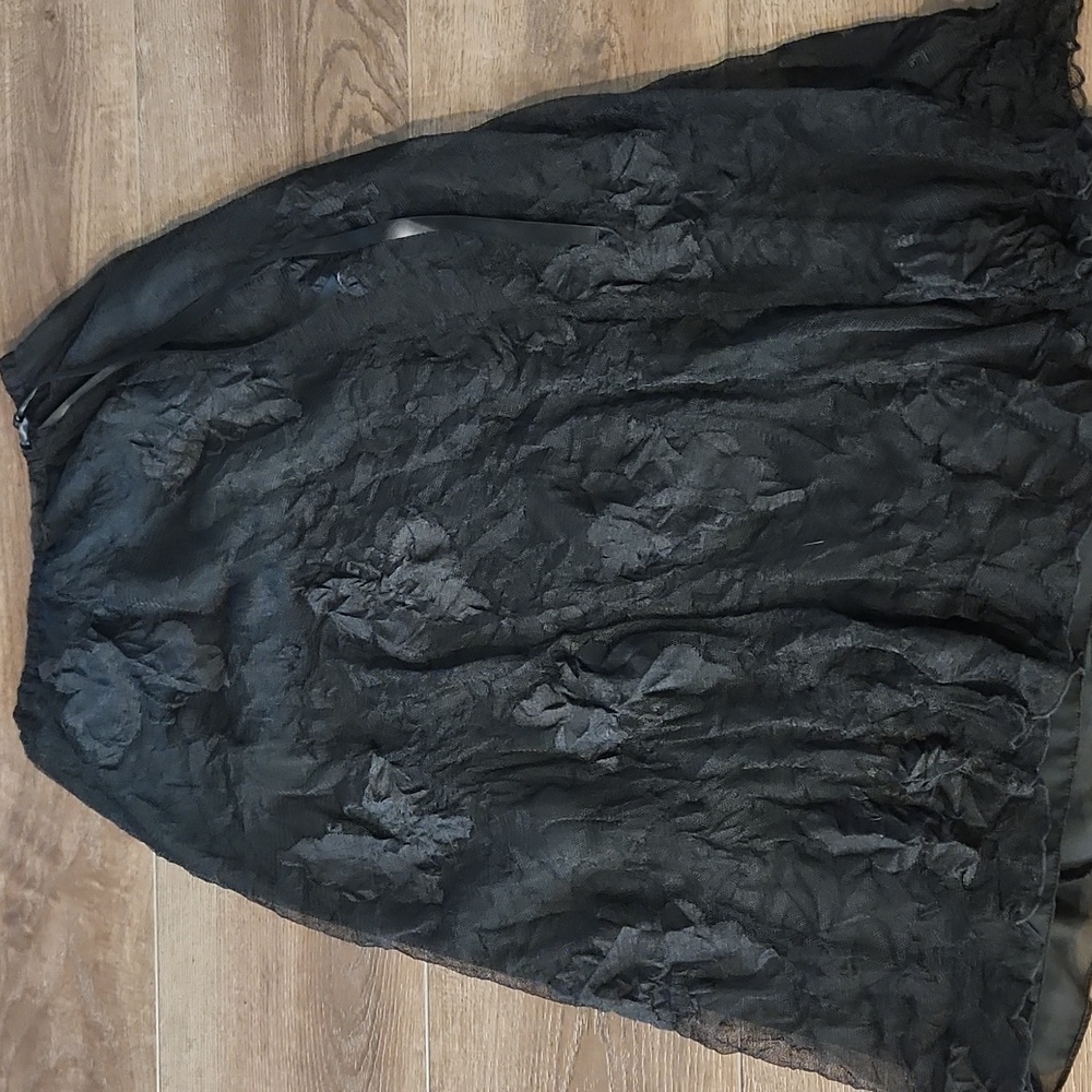 Elliott Lauren Whimsigoth Lacy Flowy Skirt Black Small Semi Sheer Lined